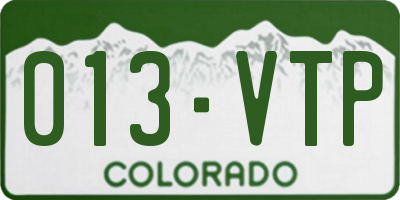 CO license plate 013VTP