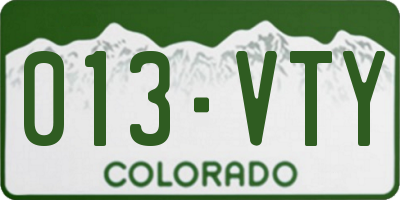 CO license plate 013VTY
