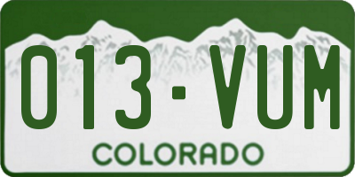 CO license plate 013VUM
