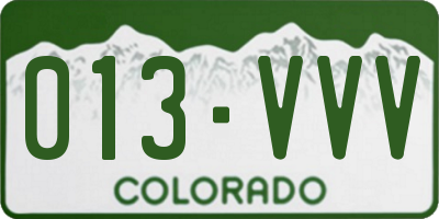 CO license plate 013VVV