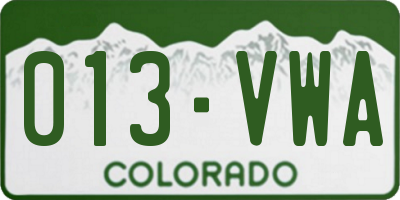 CO license plate 013VWA