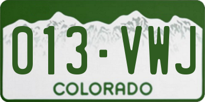 CO license plate 013VWJ
