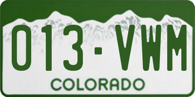 CO license plate 013VWM