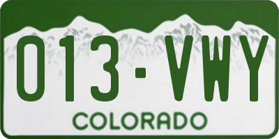 CO license plate 013VWY