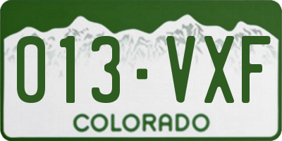 CO license plate 013VXF