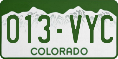 CO license plate 013VYC