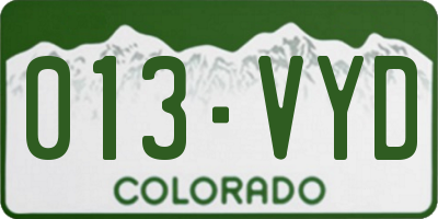 CO license plate 013VYD