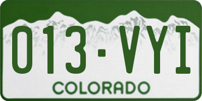 CO license plate 013VYI