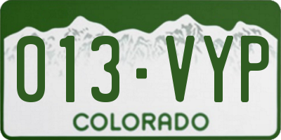 CO license plate 013VYP