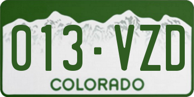 CO license plate 013VZD
