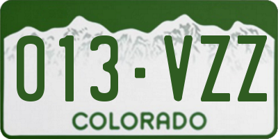 CO license plate 013VZZ