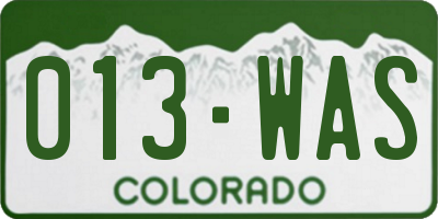 CO license plate 013WAS
