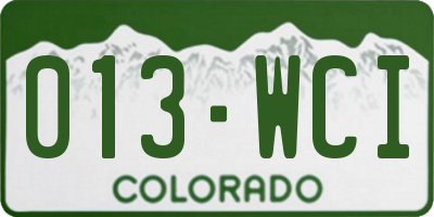 CO license plate 013WCI