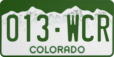 CO license plate 013WCR