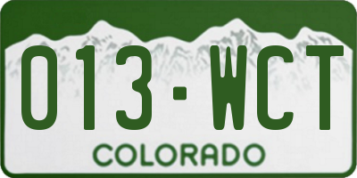 CO license plate 013WCT