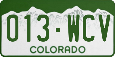 CO license plate 013WCV