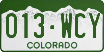CO license plate 013WCY