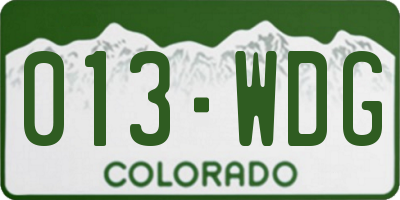 CO license plate 013WDG