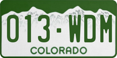 CO license plate 013WDM