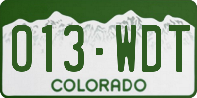 CO license plate 013WDT