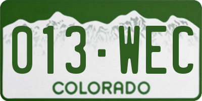 CO license plate 013WEC