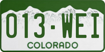 CO license plate 013WEI