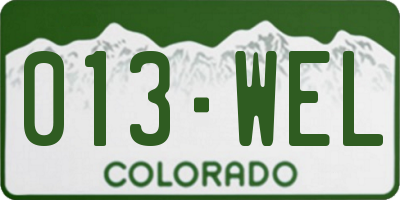 CO license plate 013WEL