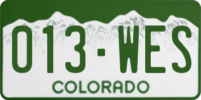 CO license plate 013WES