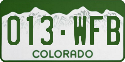 CO license plate 013WFB