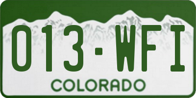 CO license plate 013WFI