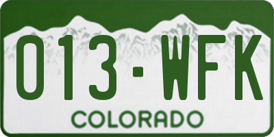 CO license plate 013WFK
