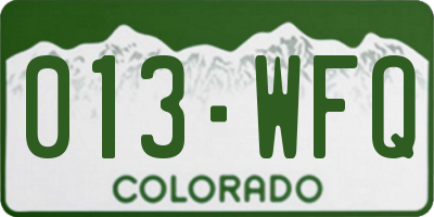 CO license plate 013WFQ