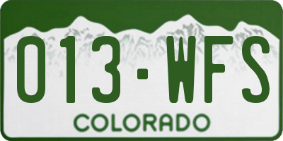 CO license plate 013WFS