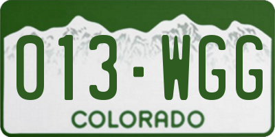 CO license plate 013WGG