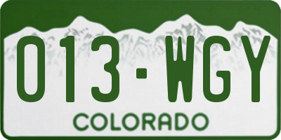 CO license plate 013WGY