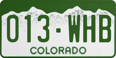 CO license plate 013WHB