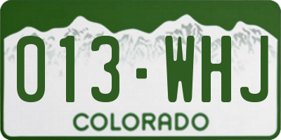 CO license plate 013WHJ