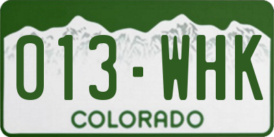 CO license plate 013WHK