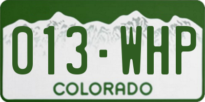 CO license plate 013WHP