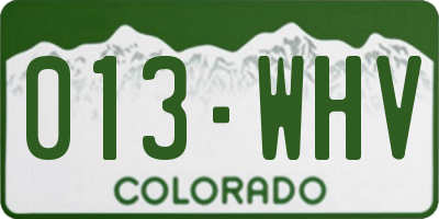 CO license plate 013WHV