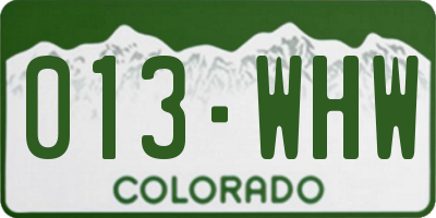 CO license plate 013WHW