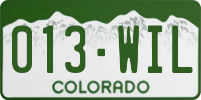 CO license plate 013WIL