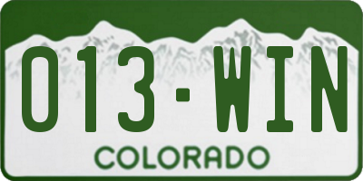 CO license plate 013WIN