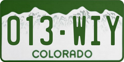 CO license plate 013WIY