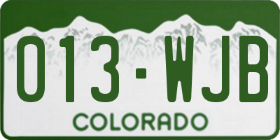 CO license plate 013WJB