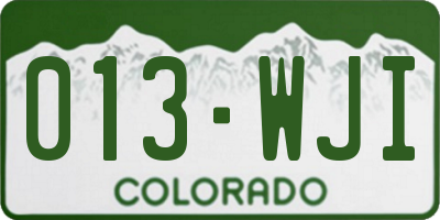 CO license plate 013WJI
