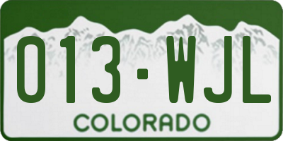 CO license plate 013WJL