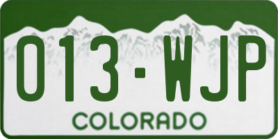 CO license plate 013WJP