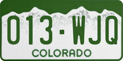 CO license plate 013WJQ