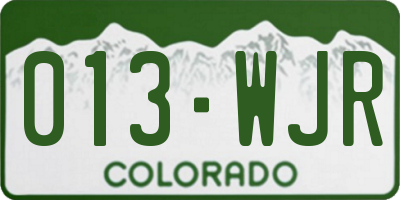 CO license plate 013WJR